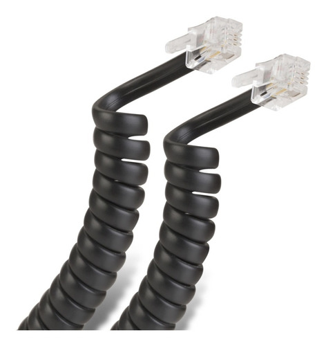 Cable Espiral Para Teléfono Fijo Rj9 2m Negro