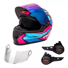 Capacete Com Oculos Viseira Camaleão E Reparo Gtx Fox Fw3