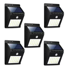 Pack X5 Lampara Solar 20 Led Reflector Solar Sensor Exterior