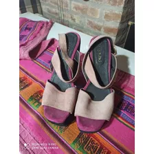 Sandalias Las Pepas Plataforma Nobuk 37 Negro Rosa Viejo