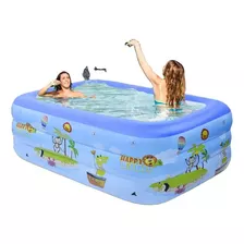 Piscina Inflable Niños Rectangular 120x90 3 Anillos Verano