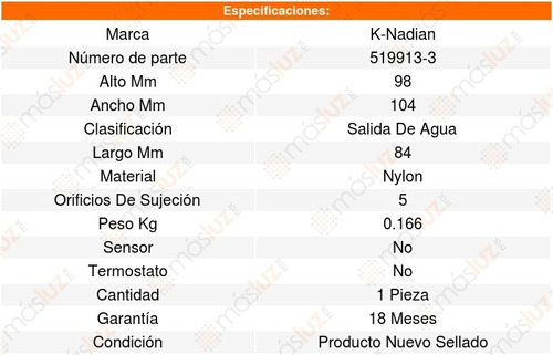 Toma Agua Rsx 4cil 2.0l 01_06 K-nadian 8629091 Foto 3