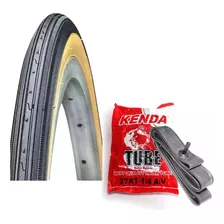 Pneu Camara Bike Kenda 27x1.1/4 Caloi Monark 10 Faixa Bege