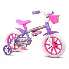 Bicicleta Infantil Infantil Nathor Violet Aro 12 Freio Tambor Cor Violeta/branco/rosa Com Rodas De Treinamento