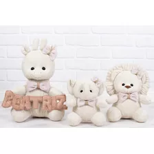 Trio Safári Tricot Amigurumi Personalizada C/ Laço P/ Nichos