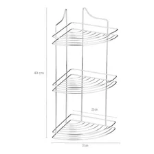 Suporte Para Shampoo De Canto Cromado Triplo Em Aço Cromado