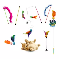 9 Brinquedos Para Gatos Kit Interativo Varinha Pet Bola