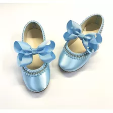 Sapatilha Infantil Azul Bebê Cinderela Frozen Boneca Meninas