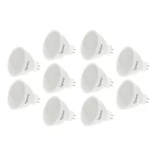 Paquete De 10 Focos Led, Dicroica Mr16, 7w Multi Voltaje Color De La Luz Blanco Cálido