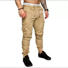 Calça Cargo Jogger Masculino Bolsos Laterais Sarja E Jeans