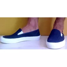 Sapato Sapatilha Masculino Mocassim Azul E Branco 42