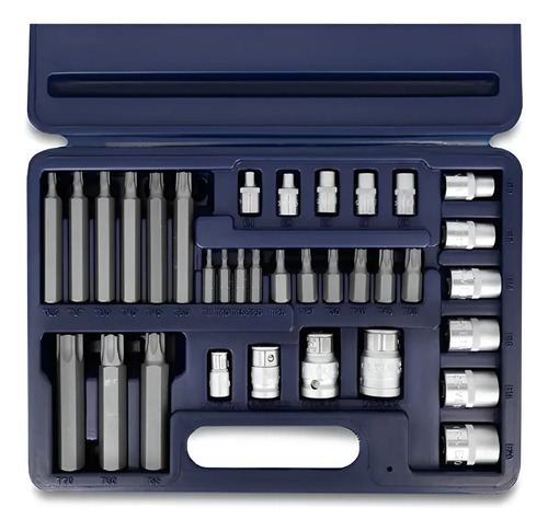 Juego Tubos Torx Hembra Y Puntas Torx Bremen 34pz 3159 Dgm Azul