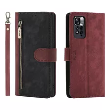 Funda De Piel Wallet Cards Solt Zipper Para Xiaomi Redmi Str