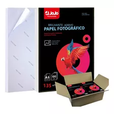 500 Fls Papel Foto Glossy Adesivo A6 135g 10x15 Prova Agua