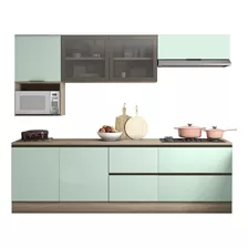 Composicao Cozinha Modulada 7 Peças Kit 7 Oak Menta Pln