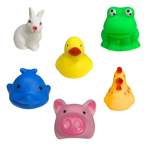 Brinquedo Para Banho Do Bebe 6 Bichinhos De Vinil Sapinho Colorido