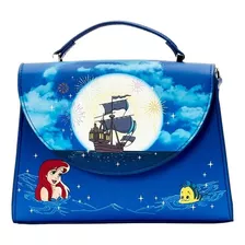 Loungefly Disney Crossbody Ariel La Sirenita Glows (brilla) Acabado De Los Herrajes Niquel Color Azul Color De La Correa De Hombro Azul Marino Diseño De La Tela Liso