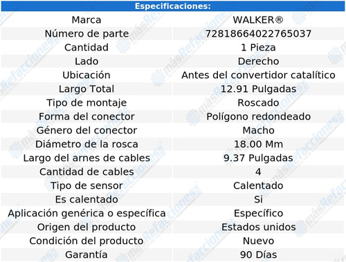 Sensor Gases Escape Der Antes Cc 929 V6 3.0l 92 A 95 Walker Foto 6