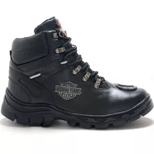 Bota Moto Harley Davidson Cano Curto Couro Semi-impermeável