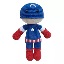 Capitão América Amigurumi Boneco Pelúcia Croche Presente