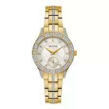 Reloj Bulova 98l283 Mujer Cristal Color De La Malla Dorado Color Del Bisel Dorado Color Del Fondo Blanco