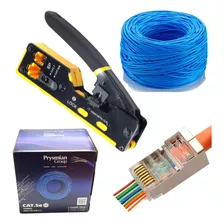 Kit Cat5e 100metros +100rj45 Blindado+1 Alicate Multifunções