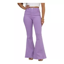 Calça Jeans Maxi Flare Colorida Ying Zi