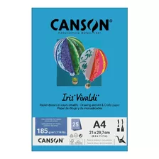 Papel Canson Iris Vivaldi A4 185g Azul Royal 25 Folhas