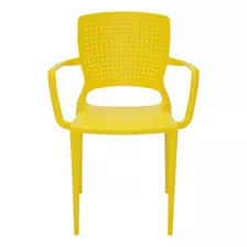 Cadeira De Jantar Tramontina Safira Con Brazos, Estrutura De Cor Amarelo, 1 Unidade