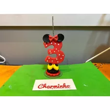 Vela 3 Anos Aniversario Minnie Biscuit Pronta Entrega 