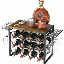 12 Botellas Vino Estante Metálico Apilable Cava Del Hogar