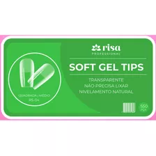 Risa Soft Gel Tips Quadrada Medio 550 Cor Transparente