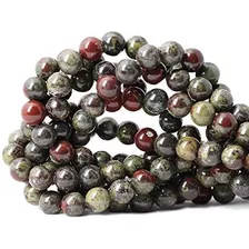 Qiwan 35 Unids 10mm Dragon De Sangre Natural Jaspe Gemstone 