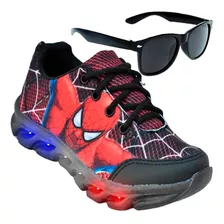 Tênis Masculino Infantil Homem Aranha De Led + Óculos