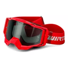 Antiparras Motocross Wirtz Element Plus + Enduro Atv Mtb Lente Espejado Silver Armazón Rojo Talle Adulto