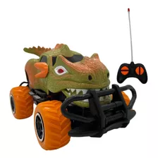 Carrinho De Controle Remoto Dinossauro 4x4 Cor Verde Com Laranja