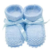 Sapato De Bebê Azul De Crochê