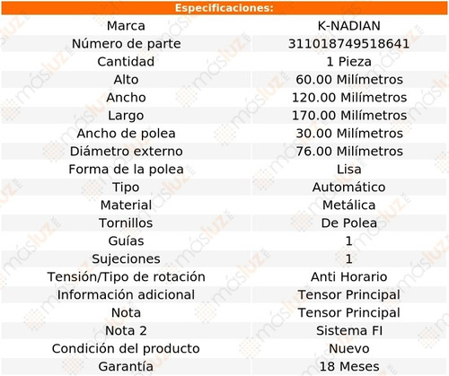 Tensor Accesorios Oldsmobile Aurora V8 4.0l 95/99 K-nadian Foto 3