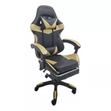 Cadeira Gamer Stillus Ergonômica Giratória Apoio Para Pés Cor Preto/dourado