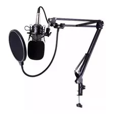 Kit De Micrófono De Estudio Bm800 + Pop Filter + Spider + Arm Articula En Color Negro