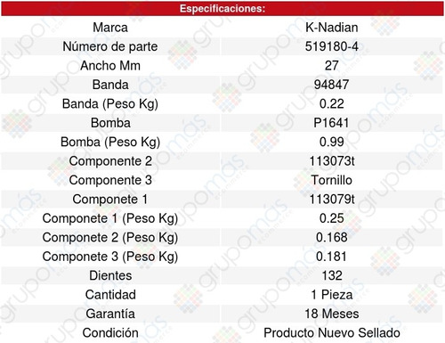 Kit Distribucion Y Bomba Agua Megane Ii L4 1.6l 08/10 860652 Foto 3