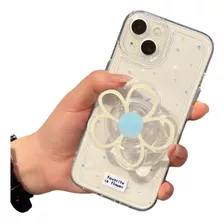 Funda Para iPhone Tpu Transparente Case Con Flores Soporte