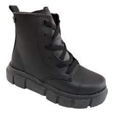 Bota Coturno Infantil Menina Preta Cano Medio Worldcolors