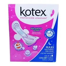 Toallas Kotex Femeninas Maxi Nocturna Con Alas 60 Piezas