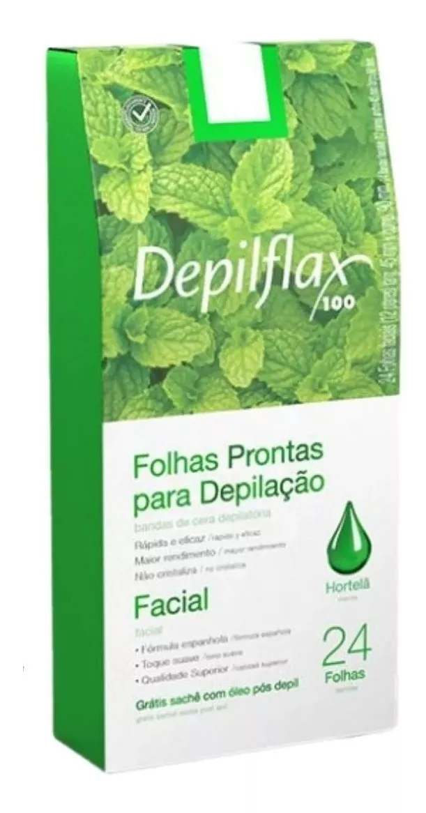 Depilflax Folhas Prontas P/ Depilação Facial C/24 - Hortelã