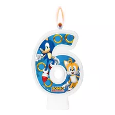 Número 6 - Vela Sonic - Para Bolo, Aniversário E Festa
