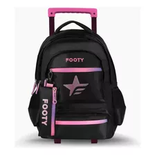 Mochila Escolar Footy Big Kids Star 1041 Color Negro/rosa Diseño Liso 29l