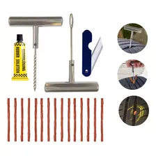 Kit Remendo Metal Reparo Pneu Carro Moto Sem Câmara 15 Refis