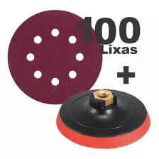 Suporte P/ Lixa C/ Fecho+ 100 Discos Lixa Pluma 125mm 8furos