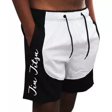 Short Masculino Jiu Jitsu Duas Cores Elastano Treino Titanio